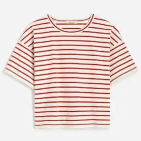 NWT Madewell Everyday Boxy Crop Tee in Stripe Size S - Picture 2 of 6